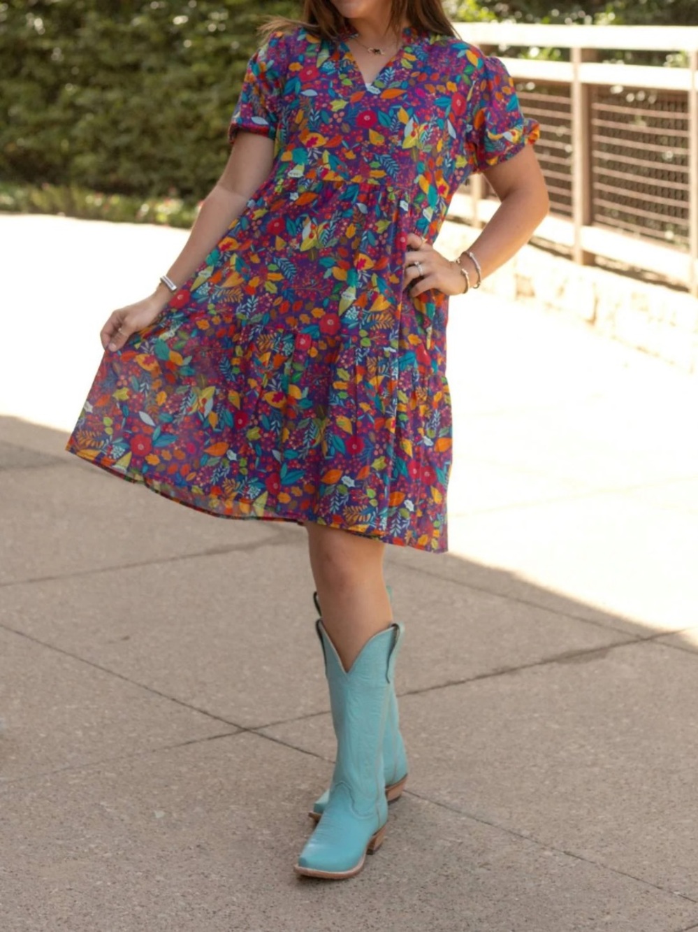 Layerz Clothing Designed In Texas Floral Autumn Mini Dress Size Small